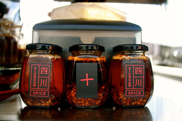 Can you take the heat? Sichuan:Spice's notorious X Claw chilli oil in the middle.