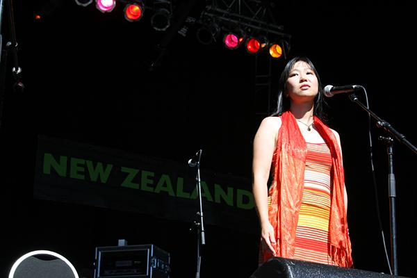 Performing poetry at WOMAD. Image from The Big Idea.