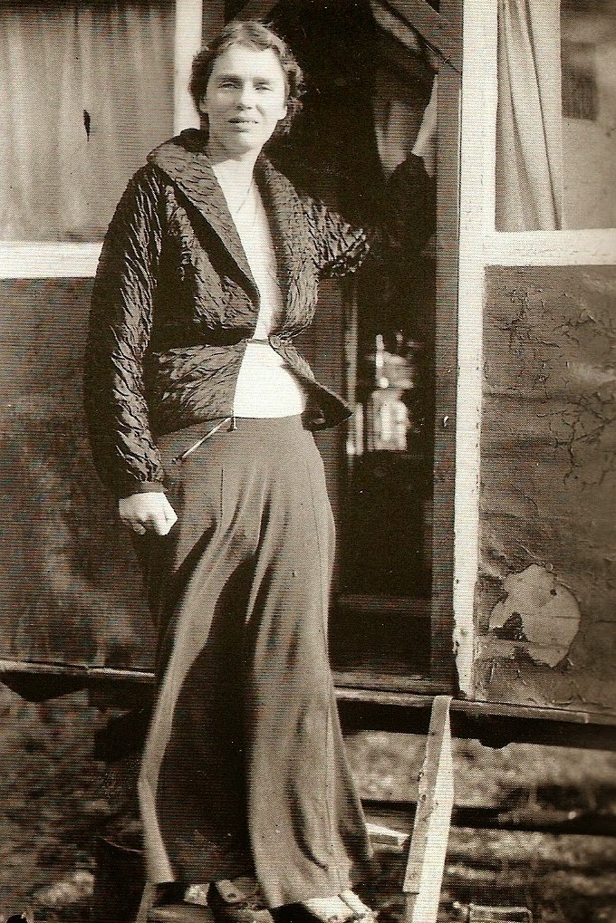 Photo of Hyde taken during a visit by Dr. Buchanan to Hyde's rented caravan at Pope's Hall in Kent, which she apparently called "Little China". November 11, 1938. Image and caption from Oztypewriter Blog.